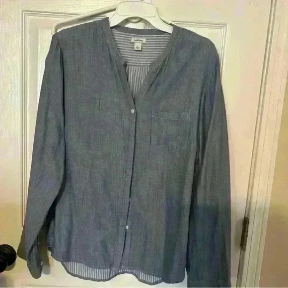 Chambray LLBean cotton shirt Large - Picture 1 of 6